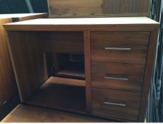 5 x DESKS, SOLID, 3 DRAW LIGHT WOOD
75CM HIGH X 54CM DEEP X 111CM WIDE
MATCHING LOT 1
