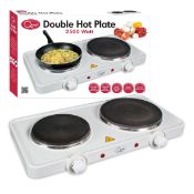 Double Hotplate, 2500 Watt, RRP  £32.49  _Customer return_Boxed_Unchecked. NO VAT ON THIS ITEM__