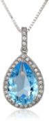 Sterling Silver and Swarovski Elements Crystal Pear-Shape Pendant Necklace, 18