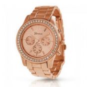6  X Geneva Classic Round CZ Rose Gold Plated Womens Boyfriend Watch from Geneva
- BRAND NEW,