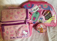 Joblot of 3 items – Brand new Disney Minnie Art case, Hello Kitty Kids bag, Matching Hello Kitty