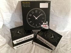5 X BOXED CLOCKS- JOHN LEWIS_RRP £96.79 Customer return_Boxed_Unchecked. NO VAT ON THIS ITEM
