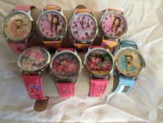 8 X Brand New watches - including Three Dora The Explorer Watches, Three Hannah Montana Watches,