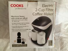 Cooks Professional 2- Cup Filter Coffee maker -- RRP £59.99 -_Customer return_Boxed_Unchecked. NO