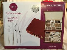 Waltmann und Sohn 95 Piece Montgomery Cutlery Set in Gloss Finish Mahogany Wood Effect Canteen