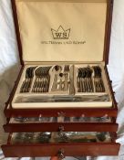 Waltmann &  Sohn 87 Piece  Dining Experience, Presented in a Lovely Oak Cabinet with 2 Draws –