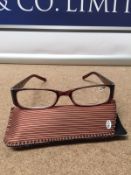 About Eyes G453 Brown Diamante Reading Glasses - Strength + 3.50 with Pouch