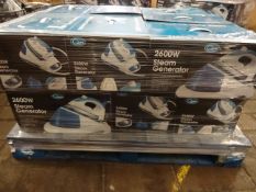 1 x Large Pallet (37) to contain 14 x BOXED Quest 2600w Steam Generating Irons. Aluminium covered