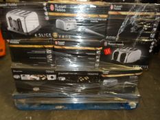1 x Large Pallet (43) to contain 27 x BOXED Russell Hobbs 4 Slice toasters in various colours,