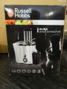 1 x Russell Hobbs Aura Juice Extractor. 550W, 2L Pulp container and 750ml juice jug, removable