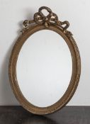 Reserve: 50 EUR        Spiegel, Louis-XVI-Stil, Holz m. Stuckauflagen, verg., ovale, profilierte