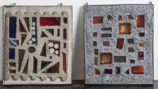 Unbekannter Künstler (20. Jahrhundert), Zwei Beton-Glasreliefs, 1960/70er Jahre, in