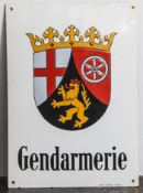 Altes Emailschild, Wappen v. Rheinlandpfalz, Aufschrift 