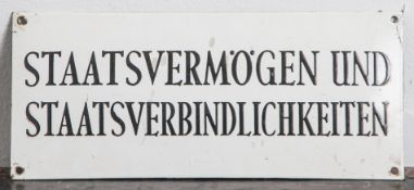 Emailschild, gewölbt, weiss-schw. Schrift 