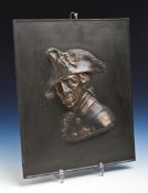 Eisenguss, Reliefplakette m. Abb. Friedrich d. Großen, wohl um 1900. Ca. 35 x 29 cm (m.