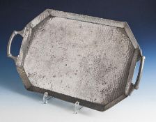 Tablett, Mall Bros., Sheffield, England, 1. Hälfte 20. Jahrhundert, Zinn, oktagonal mit
