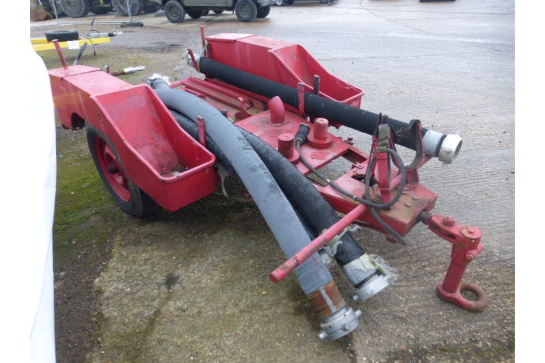 Vintage fire pump trailer c/w pipes. - Image 2 of 6