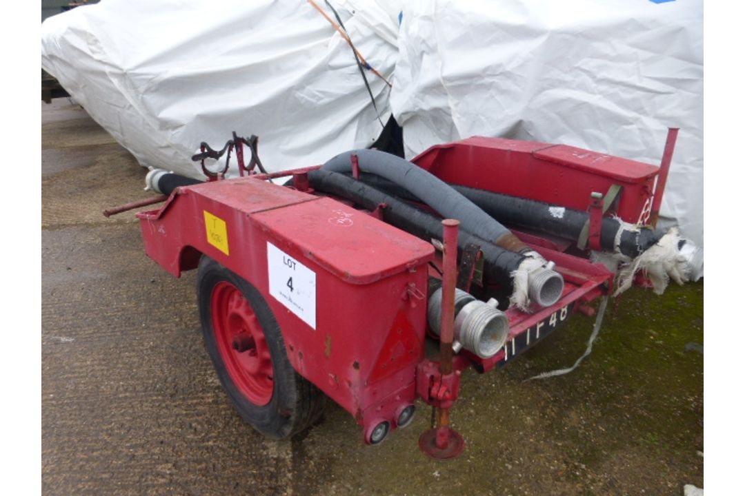 Vintage fire pump trailer c/w pipes. - Image 5 of 6
