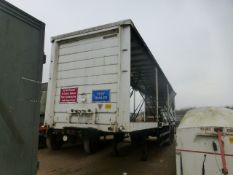 York 30 tonne 2 axle curtain side trailer, curtain missing.
