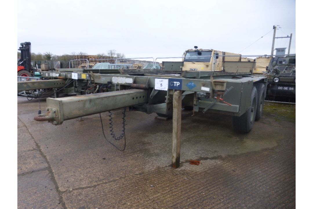 Boughton 2 axle adjustable drawbar Ro/Ro Drops/container trailer c/w twist locks.Ex-reserve. - Image 1 of 7