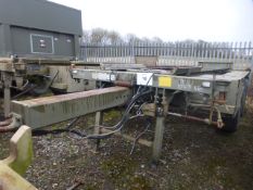 Boughton 2 axle adjustable drawbar Ro/Ro Drops/container trailer c/w twist locks. Ex-reserve.
