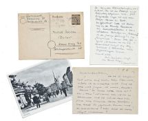 Borchert, Wolfgang (Schriftsteller; Hamburg 1921 - 1947 Basel). 4 eigenhändige Postkarten (jeweils