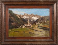 European School early 20th Century-
An Alpine Village:-
indistincly signed E.