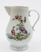 A large Derby jug: of pear shape with scroll handle,