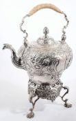 An impressive George II silver kettle stand and burner, maker Thomas Whipham, London, 1749: crested,