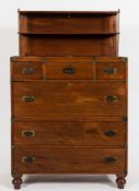 A 19th Century mahogany and brass bound campaign chest:,