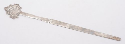 A Georgian silver folio turner: all marks worn maker possibly John Jacob, London, 1750?,