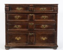 A late 17th/early 18th Century oak rectangular chest:,