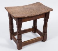 By Robert Thompson of Kilburn 'The Mouseman' - An oak stool:,