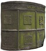 A 17th Century lead water cistern:, of D shaped outline with a curved back,