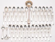 A matched fiddle pattern part flatware service, various makers and dates: crested,