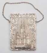 A Victorian silver 'castle top' card case, maker George Unite, Birmingham,