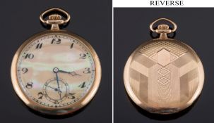 A Swiss made, 9ct gold and mother of pearl, 15 Jewel,