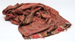 A late 19th century Paisley design shawl: with all over designs of botehs enclosed in a triple