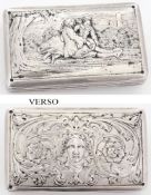 A 19th century Continental silver snuff box: of rectangular outline,