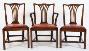A set of eight 19th Century mahogany dining chairs:, in the Georgian taste,