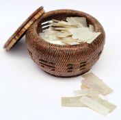 An extensive collection of 19th century Chinese engraved mother of pearl gaming counters: of