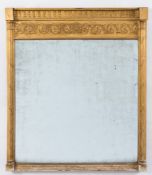 A 19th Century gilt gesso overmantel mirror:,