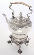 A George V silver spirit kettle, stand and burner, maker D & J Wellby Ltd, London,