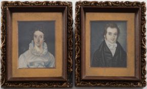 British School late 18th Century-
Miniature portraits of Dr John de Jersey Mauger,