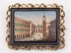 An Italian micro-mosaic plaque: depicting St Marks Square, Venice, showing the Procuratie,