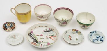 Nine pieces of Worcester and other 'reference' wares: including four covers, three teabowls,