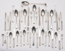 A matched silver Old English bead edge flatware part service, various makers and dates: includes,