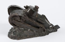 Pierre-Felix Fix-Masseau (French 1869-1937)
A bronze model of a World War I Renault FT17 Tank: