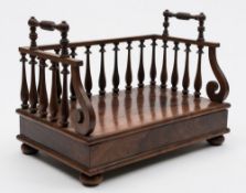 An early 19th Century rosewood twin-handled book carrier: of rectangular outline,