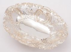A Victorian silver bon bon dish, maker Edward Hutton, London, 1892: of oval outline,